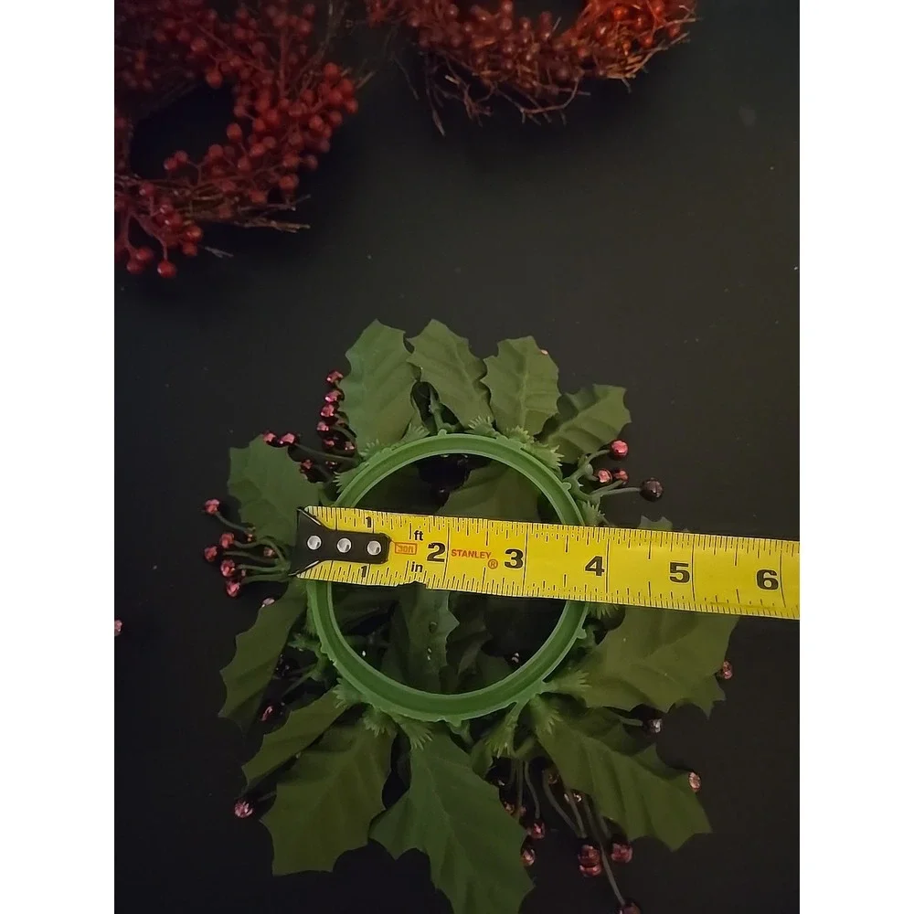 5 Winter Red‎ Berries Twig Candle Ring Winter Wreath 6